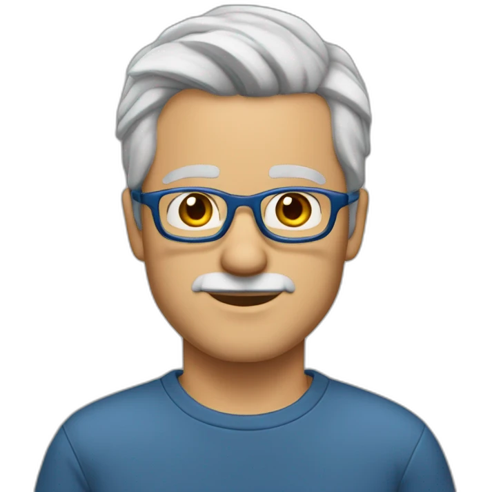 white-40-year-old-man-with-gray-hair-parted-in-the-middle,-brown-eyes,-blue-glasses emoji