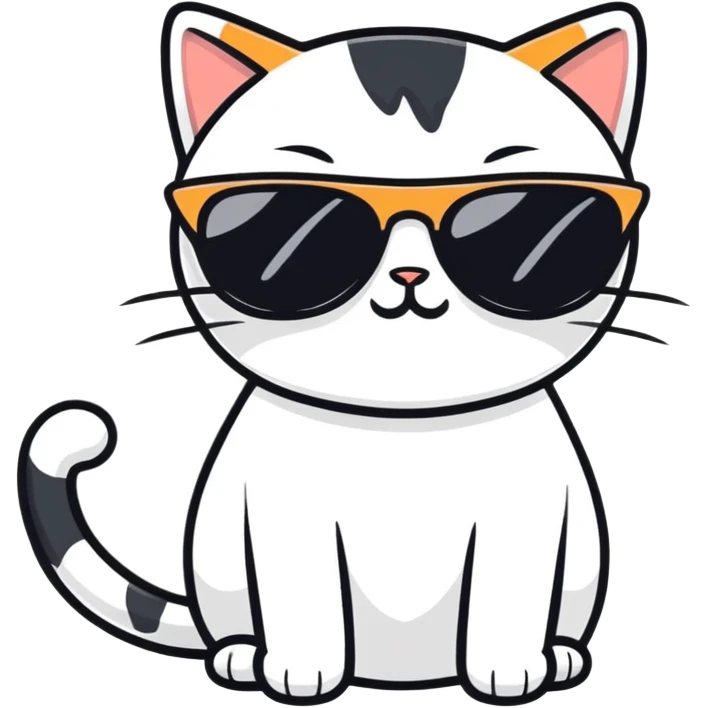White and black cowhide cat with sunglasses  emoji