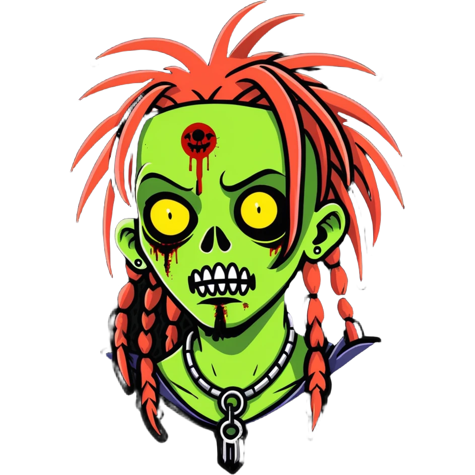 zombie with dreadlocks and a septum piercing emoji