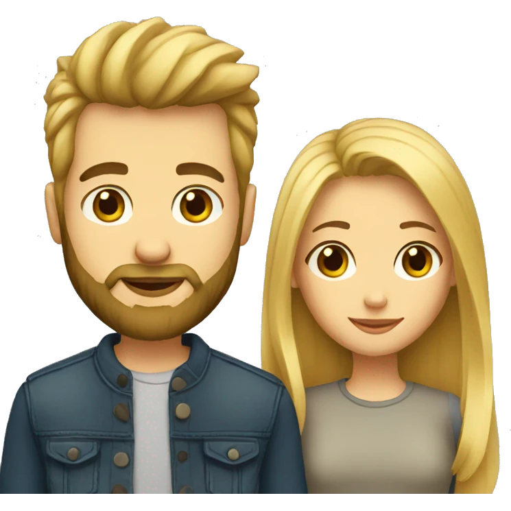 Blonde girl and boyfriend beard emoji