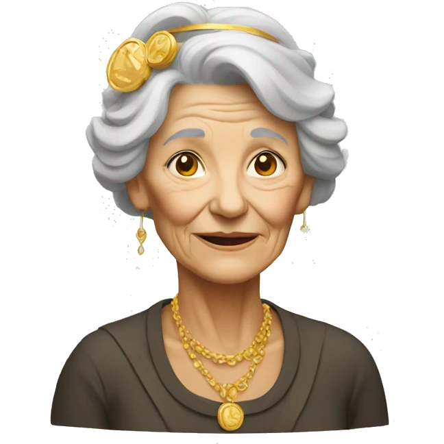 old woman with gold emoji