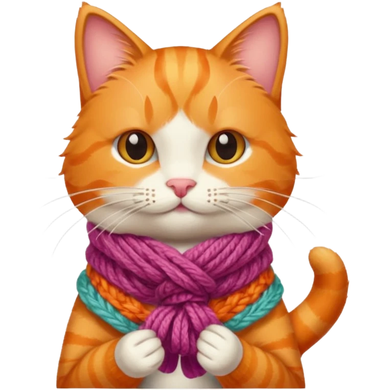Cat knitting a tiny scarf emoji
