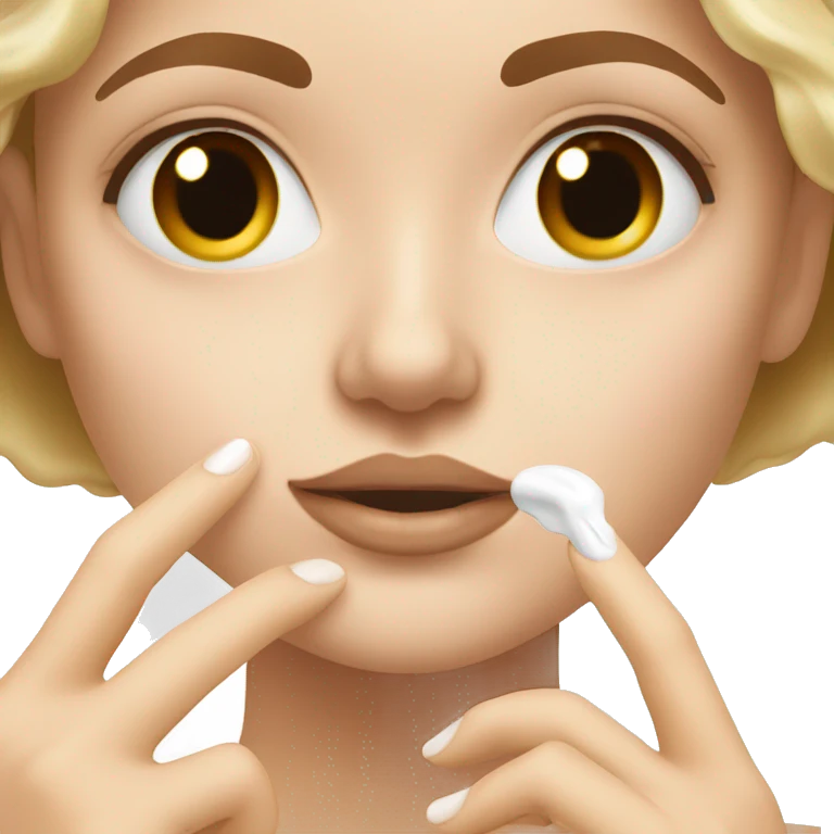 white girl applying cream on face emoji