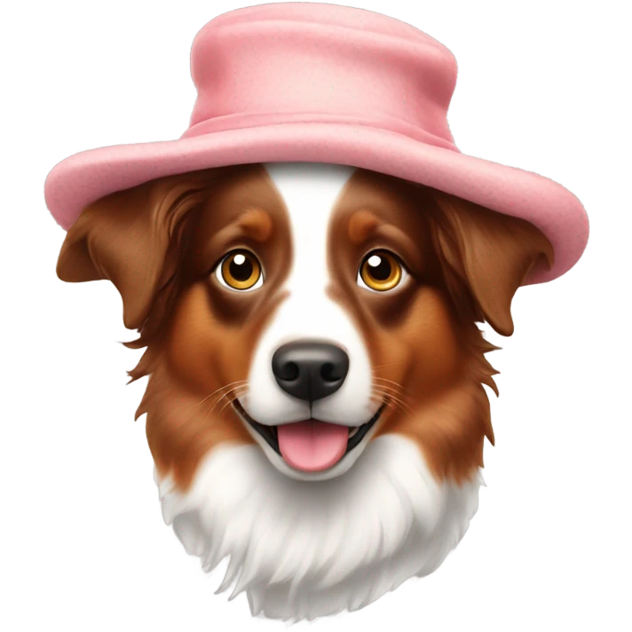 Red Australian shepherd in a bonnet emoji