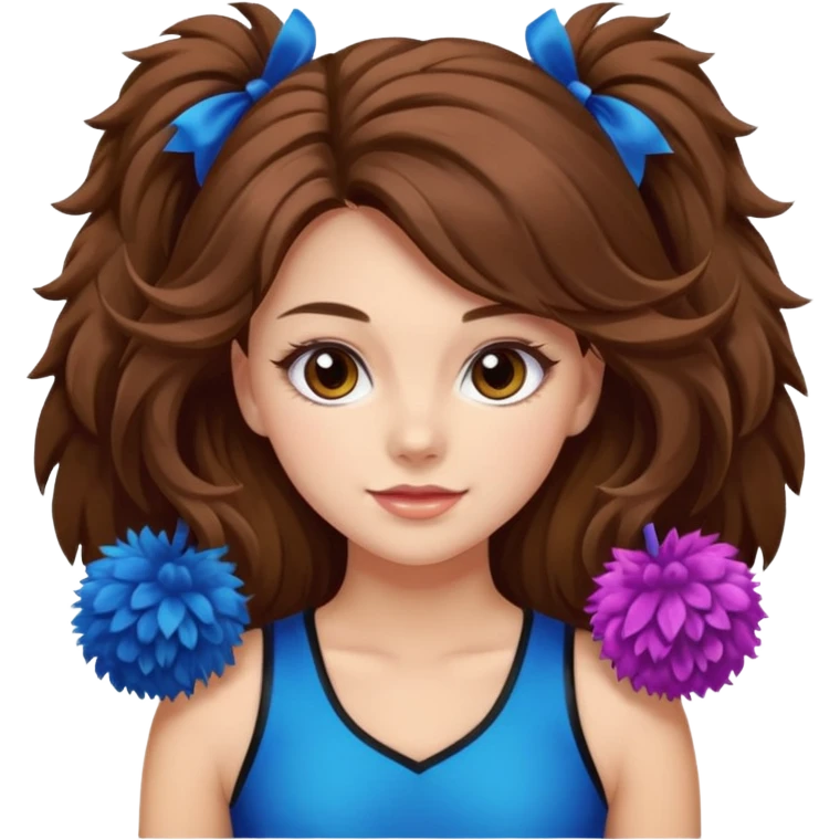 cheerleader with long brown hair and 2 pom poms emoji
