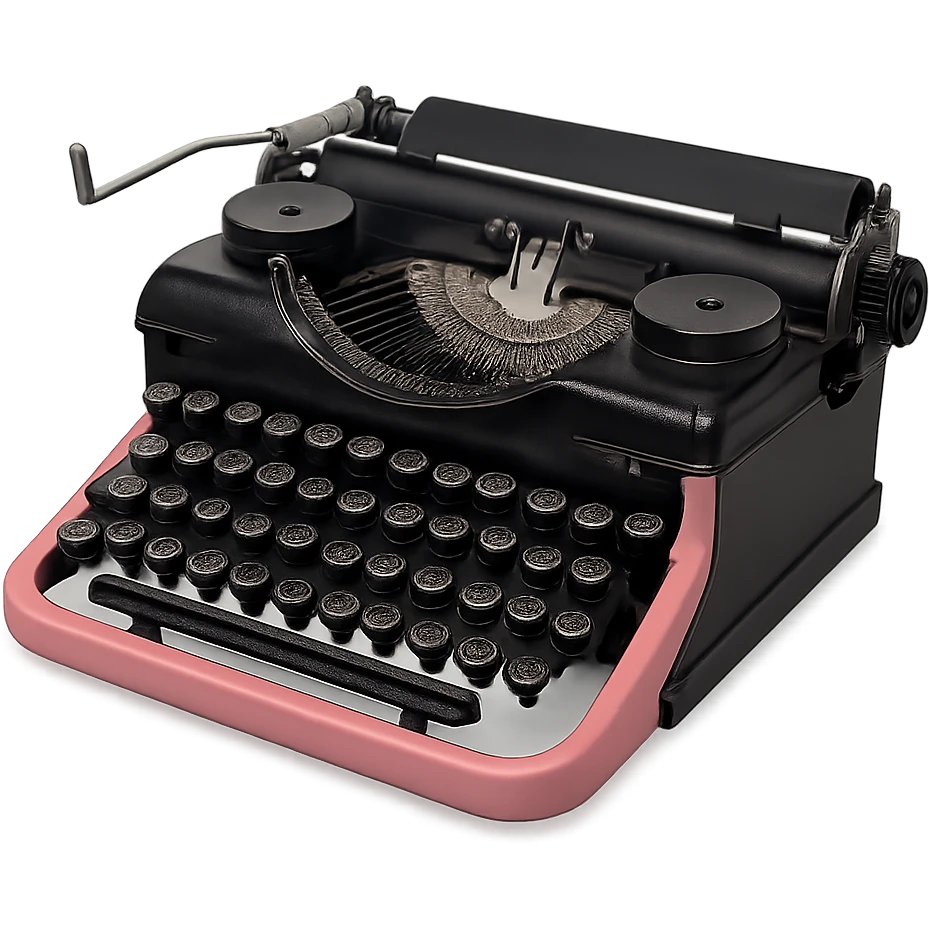 black and pink vintage typewriter, no background emoji