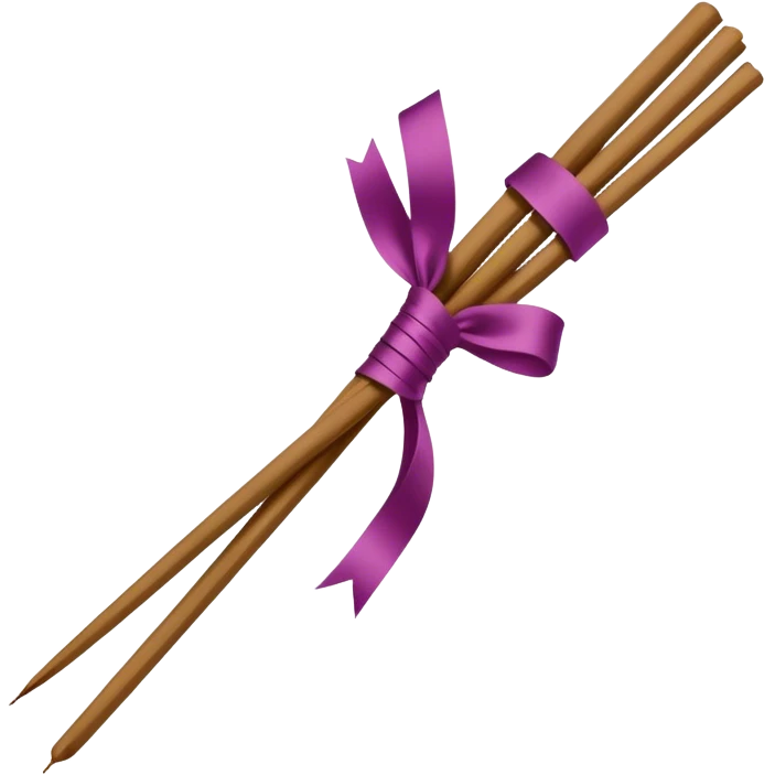 Incense sticks aesthetically tied with silk Amaranth colour ribbon emoji