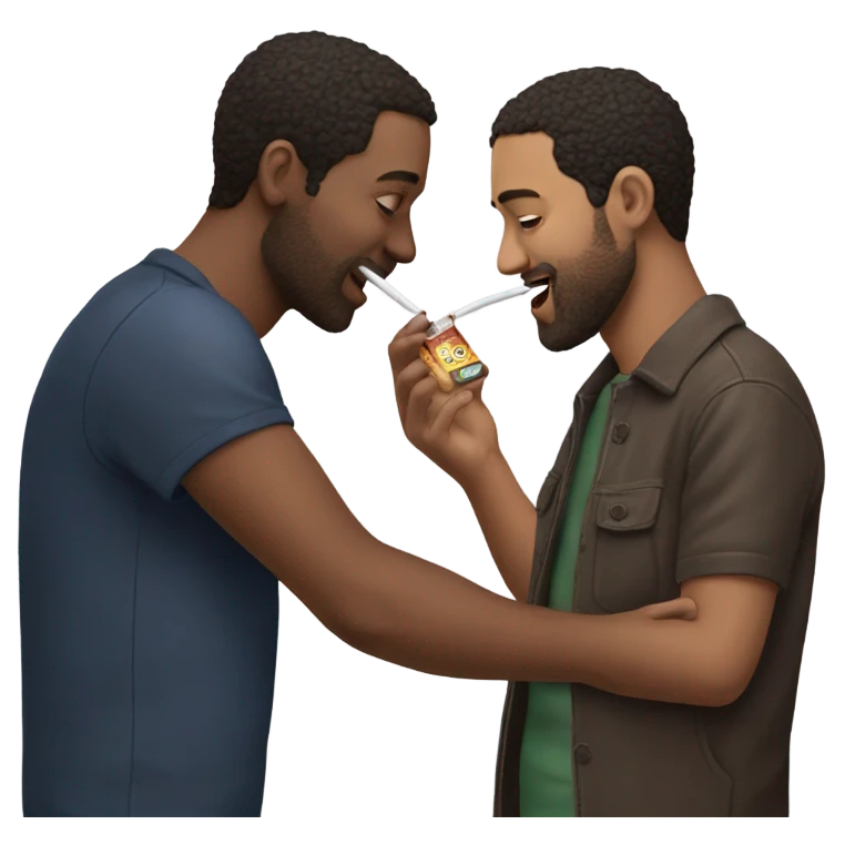 Two men sharing a nicotine pouch emoji