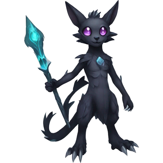Cute cool fantasy dark-themed animal hybrid Fakemon full body emoji