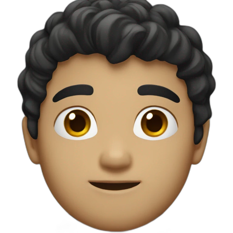 Evan with black hair emoji