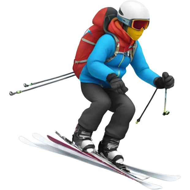 Skier not landing a jump emoji