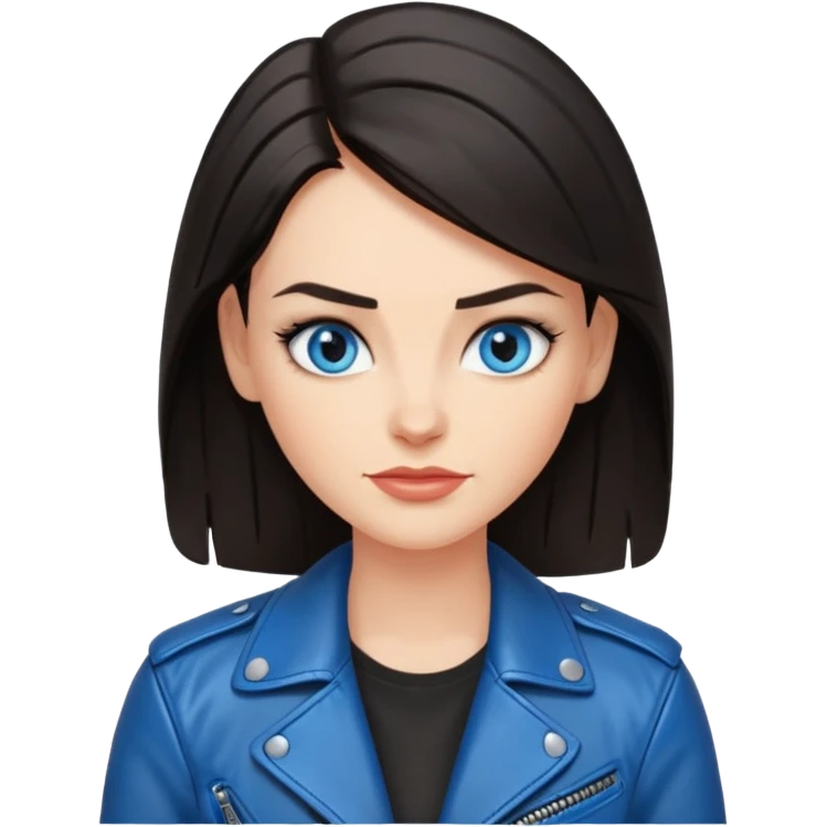 Sassy, cool and fun dark hair woman with blue eyes - raised brow + smirk emoji