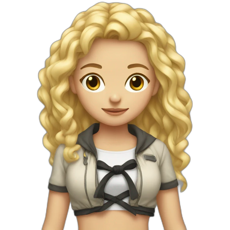 Blonde girl jacket off and tied around waist emoji