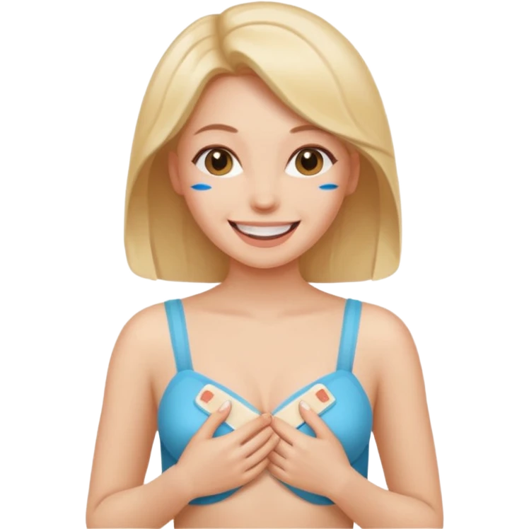 Woman covering nipples with bandaids emoji