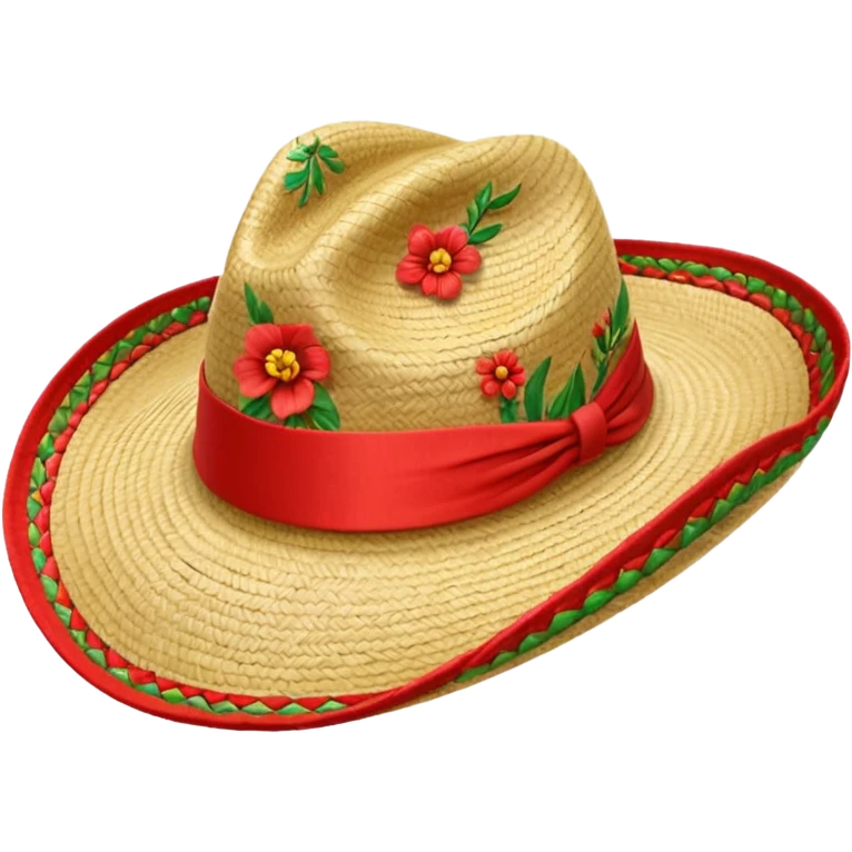 sombrero de paja con listón rojo emoji
