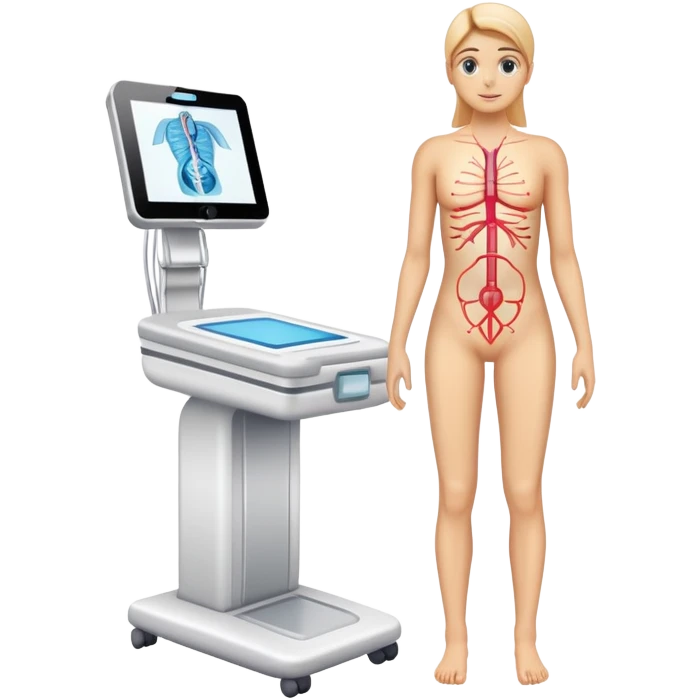 Human body scan with scanning lines, medical examination, full body diagnostic emoji