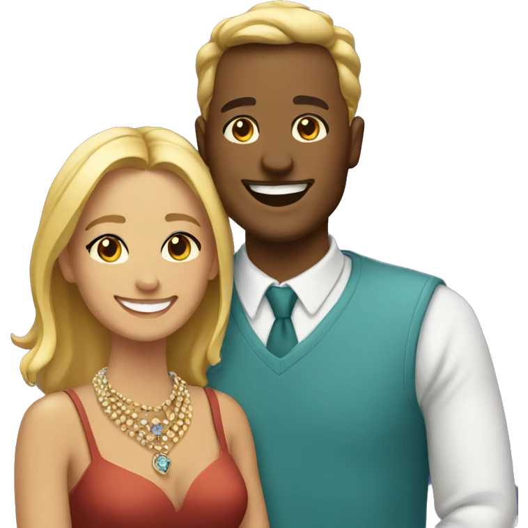 smiling couple with jewelry emoji