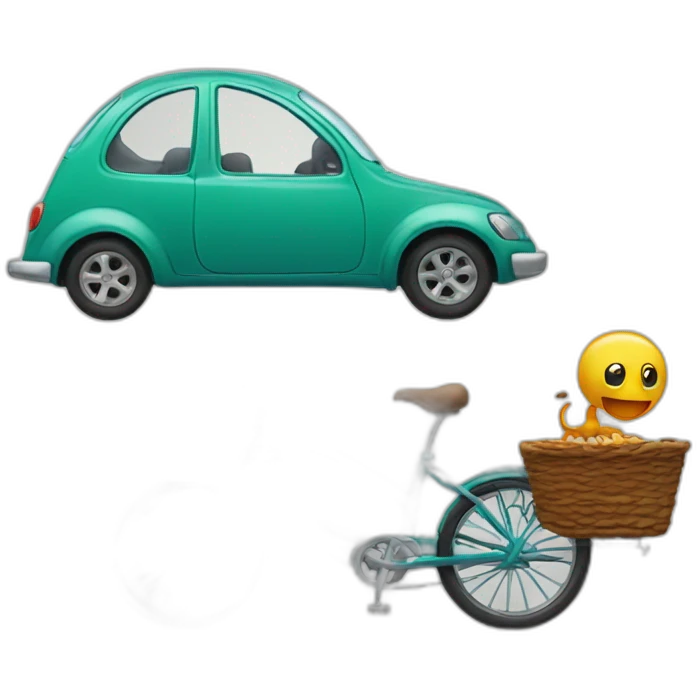 Car with bicycle and dinasour emoji
