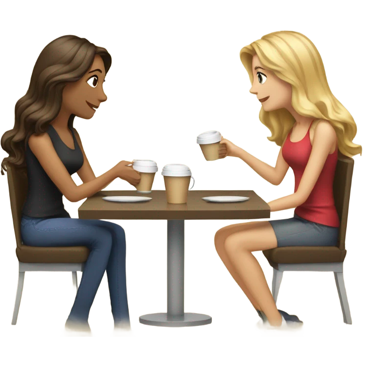 A blonde and a brunette having coffee  emoji
