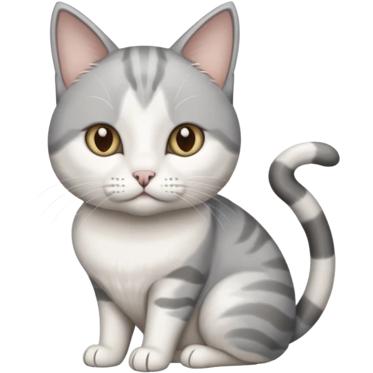disabled grey and white cat in pet mobility aide emoji
