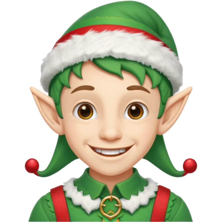 duende navideño con una sonrisa amplia y brackets en los dientes motivo odontologo emoji
