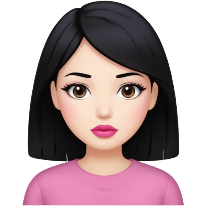 Black hair pink lips blush normal skin  emoji