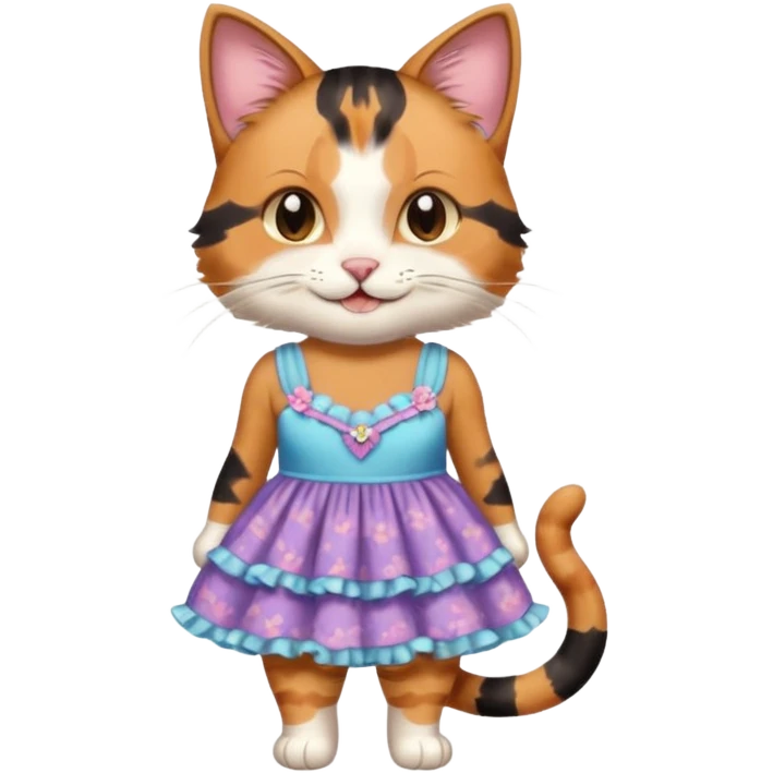 A cat wearing a pretty one-piece dress emoji