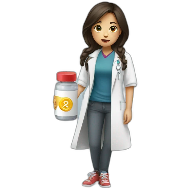 Brune girl taking médical drug emoji