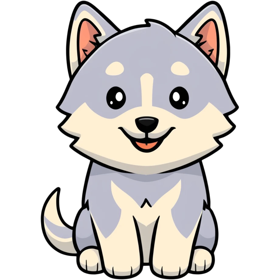 happy light cinnamon colored husky dog, pale tan emoji