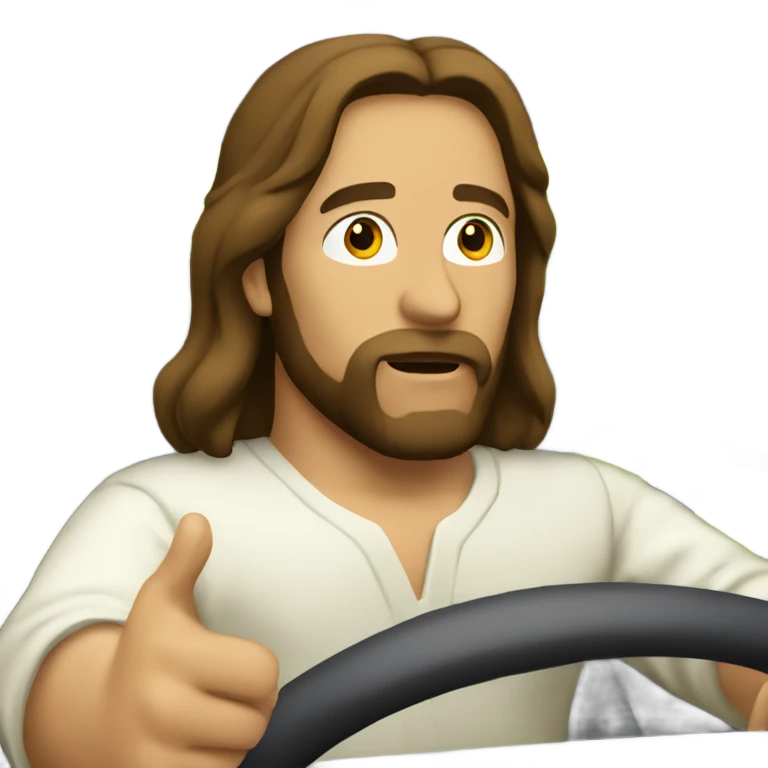 Jesus Christ driving emoji