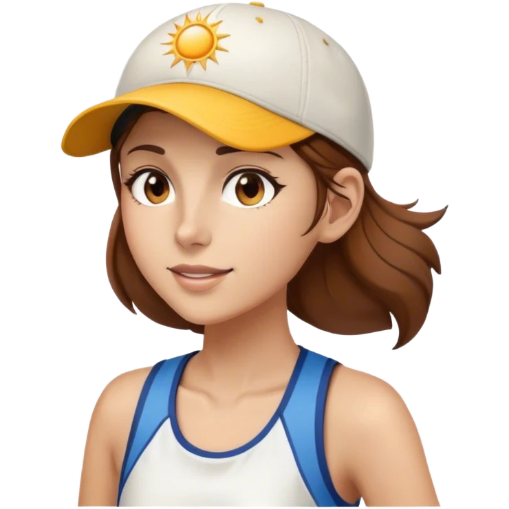 runner girl with brown hair baseball cap sun and music notes  emoji