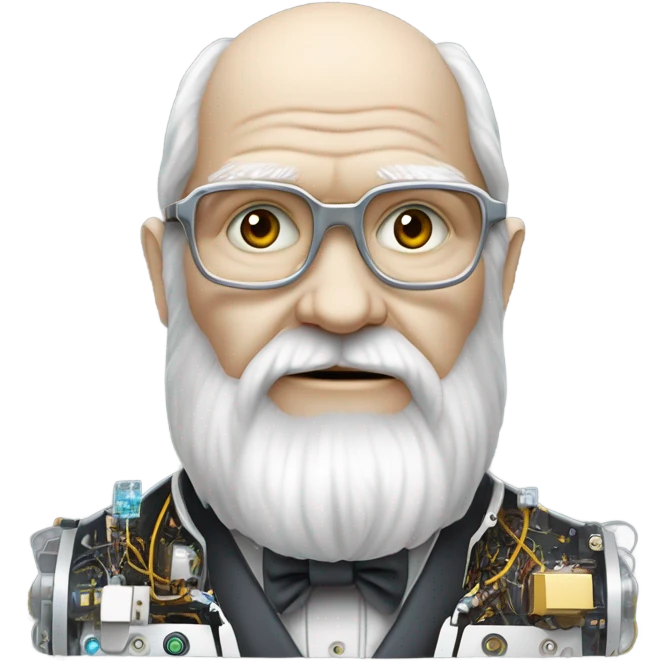 Charles darwin as a modern robot emoji