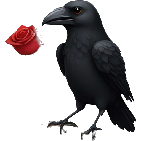 Crow holding a rose emoji