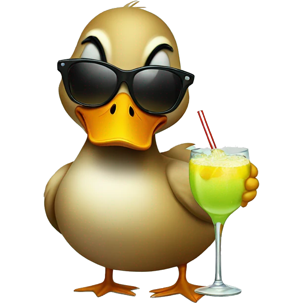 Duck wearing sunglasses drinking a margarita  emoji