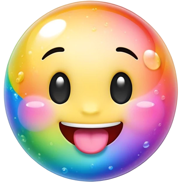 Rainbow sparkly bubbles smile tongue out emoji  emoji