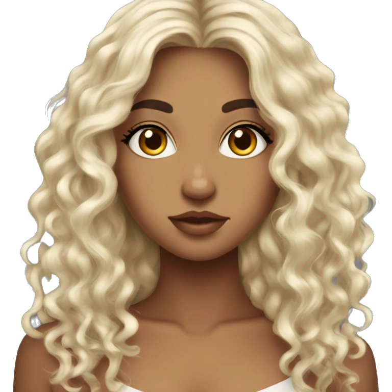 pretty girl, olive skin, dark hair, dark eyes, seductive eyes, hair down curly emoji