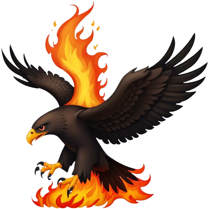 Black eagle on fire emoji