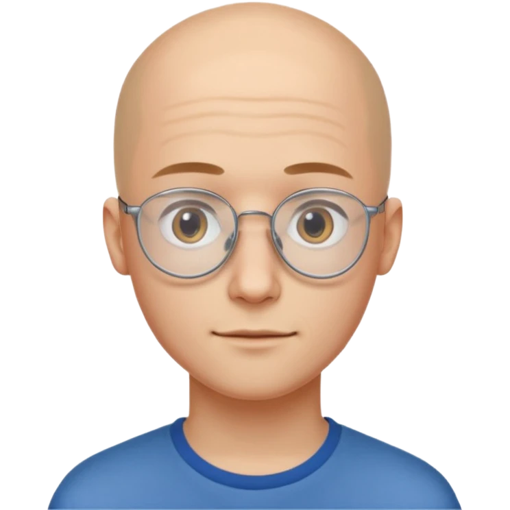 он лысый должен быть очень молодой парень лет 18 , очень тонкие очки, а так же борода нужно прямо еще моложе

 emoji