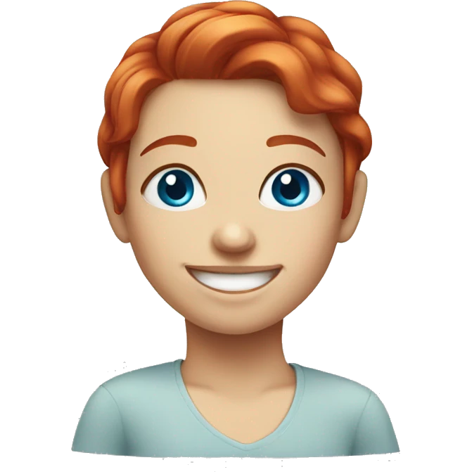 smiling girl with red hair and blue eyes emoji