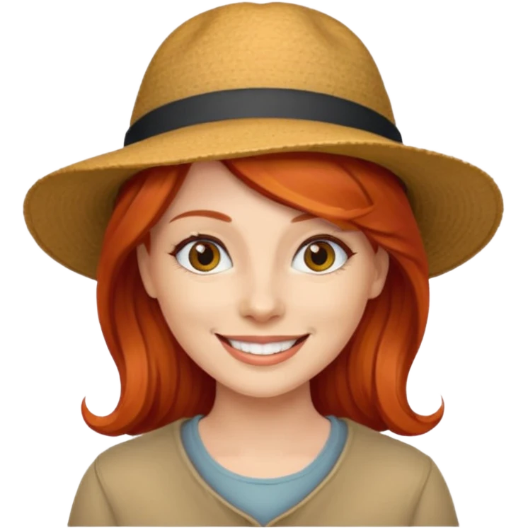 hatted and red haired woman emoji