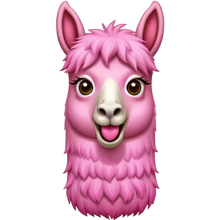 a pink llama with a surprising face, wide eyes, long tongue  emoji