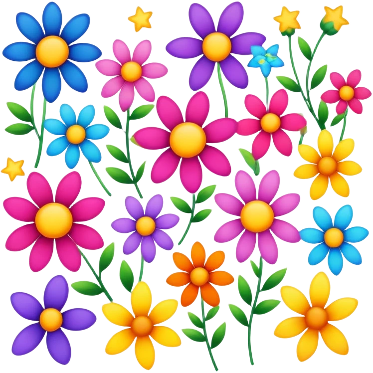 Flowers with stars emoji