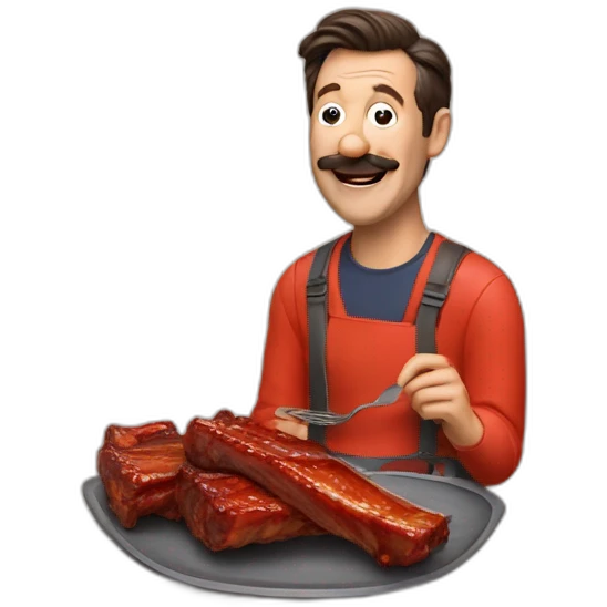 Ted lasso eating bbq ribs emoji