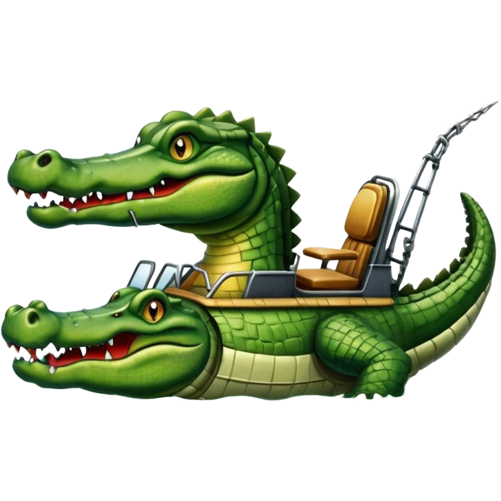 An alligator riding an airboat emoji