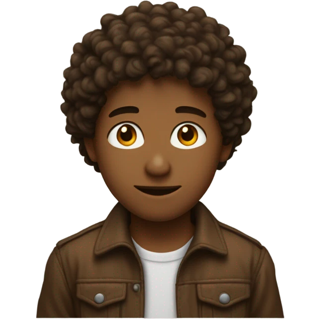 Garçon, cheveux bouclés,yeux marrons légèrement de profil  emoji