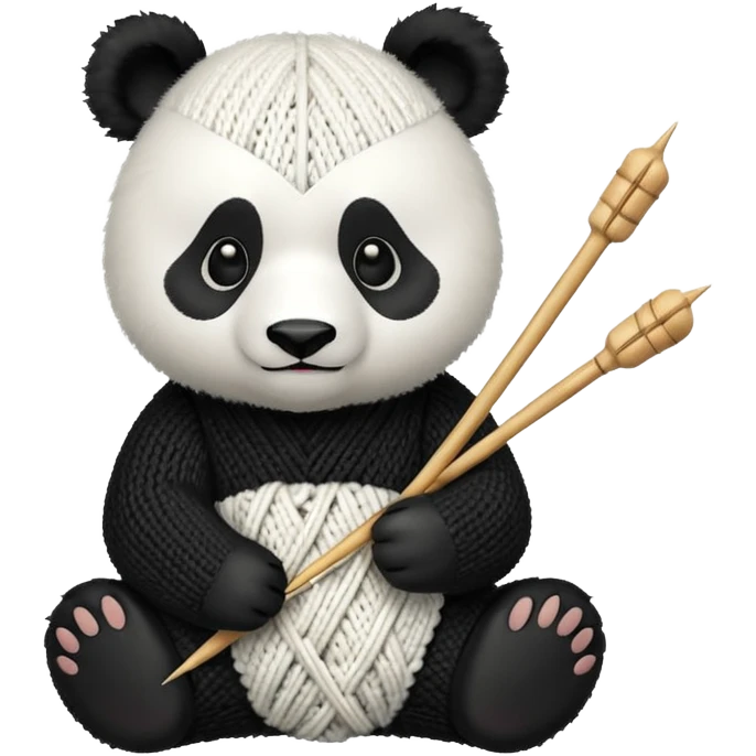 panda creating knitting emoji