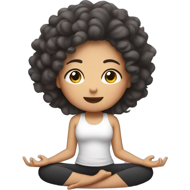 curly hair asian doing yoga emoji