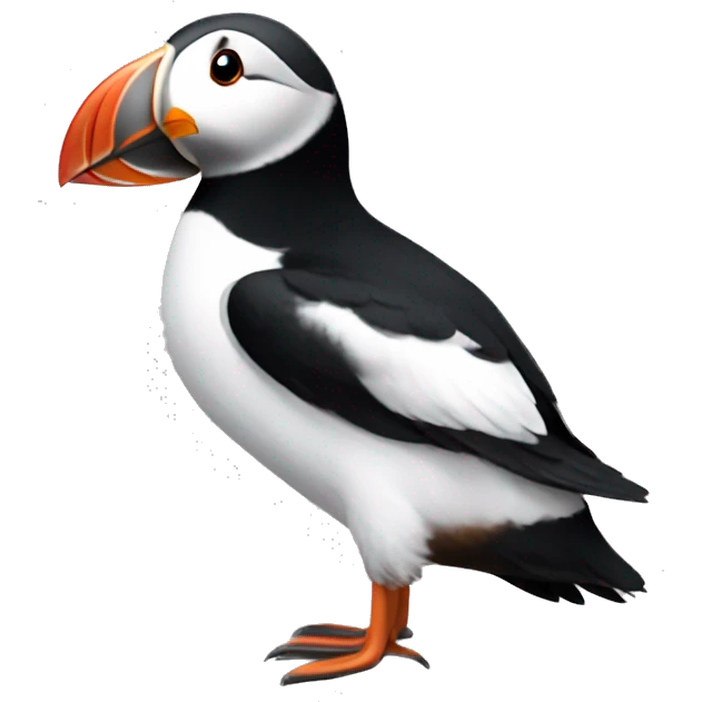 puffin with black polo and name tag emoji