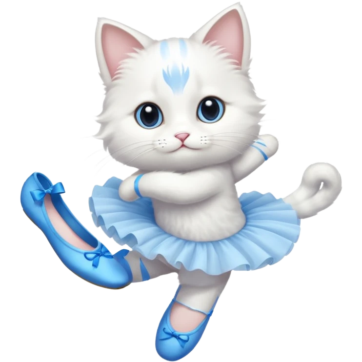 A white cat with a blue ballet emoji