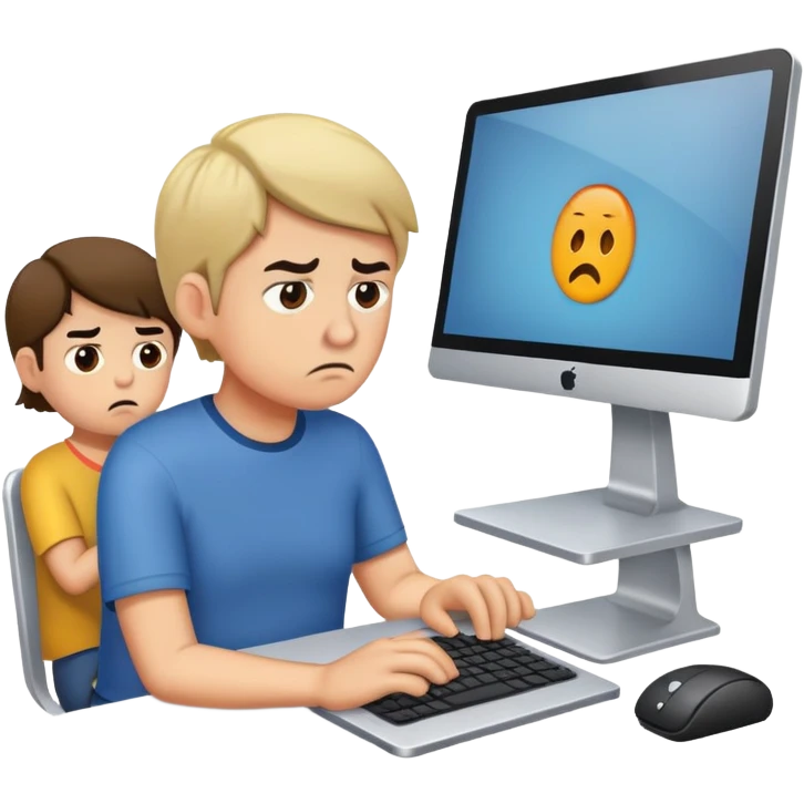 children stray at home annoying and bothering the parent's work at the computer emoji